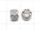 Metal parts Rondelle (Tube) 8x8x6mm Silver color (with CZ) 2pcs