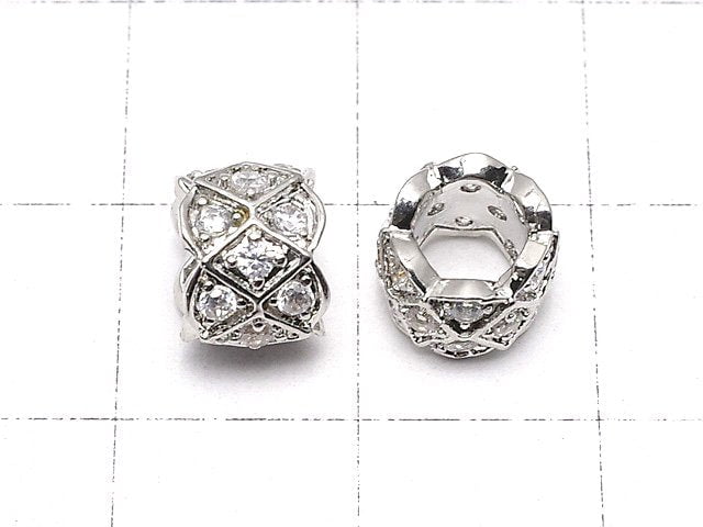 Metal parts Roundel (Tube) 8x8x6mm Silver color (with CZ) 2pcs