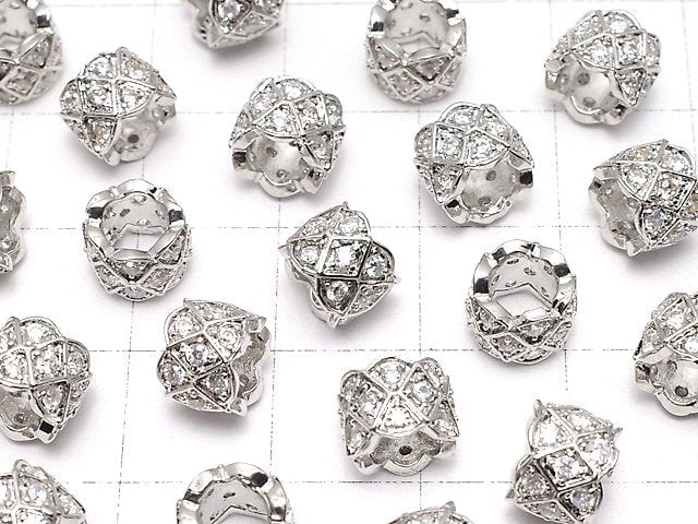 Metal parts Roundel (Tube) 8x8x6mm Silver color (with CZ) 2pcs