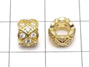 Metal parts Rondelle (Tube) 8x8x6mm Gold color w/CZ 2pcs