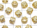 Metal parts Rondelle (Tube) 8x8x6mm Gold color w/CZ 2pcs