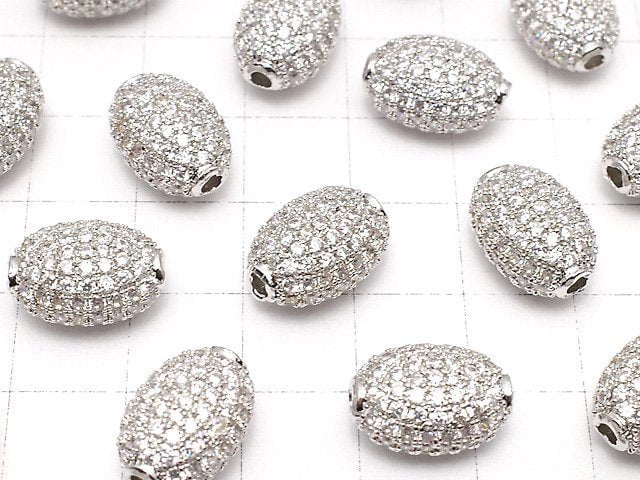 Metal parts Oval 14x10mm Silver color w / CZ 1pc