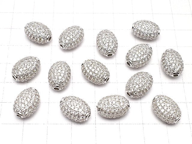 Metal parts Oval 14x10mm Silver color w / CZ 1pc