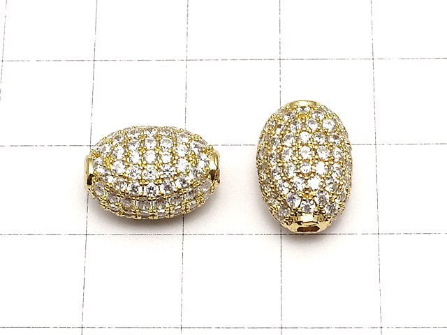 Metal parts Oval 14x10mm Gold color w / CZ 1pc