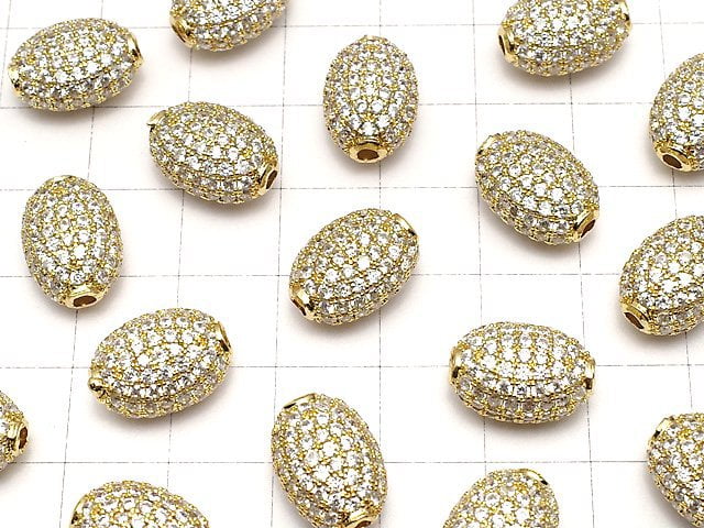 Metal parts Oval 14x10mm Gold color w / CZ 1pc