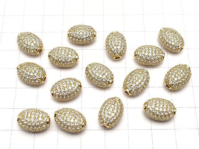 Metal parts Oval 14x10mm Gold color w / CZ 1pc