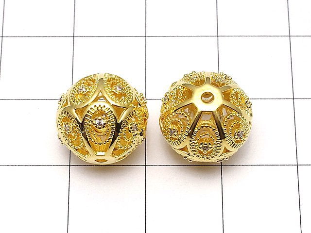 Metal Parts watermark pattern entering Round 12mm gold color w / CZ 1pc $4.79!