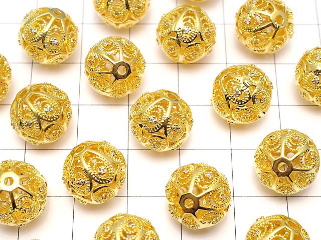 Metal Parts watermark pattern entering Round 12mm gold color w / CZ 1pc $4.79!