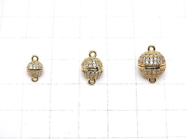 Metal parts magnetic Clasp Round 6mm,8mm,10mm gold color (with CZ) 1pc