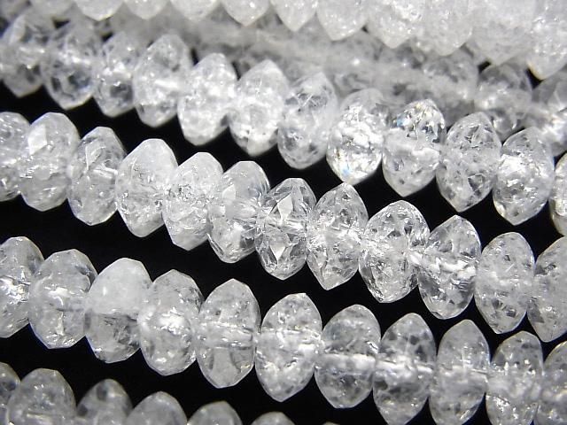 [Video]Cracked Crystal Faceted Button Rondelle 8x8x4mm half or 1strand beads (aprx.15inch/37cm)