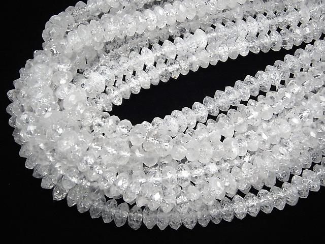 [Video]Cracked Crystal Faceted Button Rondelle 8x8x4mm half or 1strand beads (aprx.15inch/37cm)