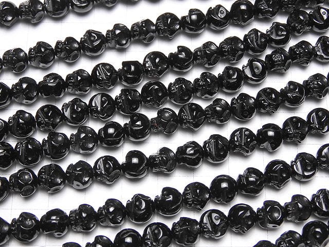 Onyx Skull Vertical Hole 8 mm, 10 mm, 12 mm half or 1 strand beads (aprx. 15 inch / 38 cm)