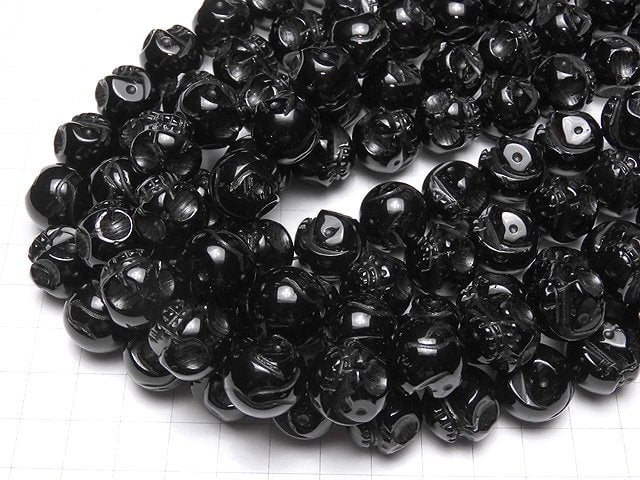 Onyx Skull Vertical Hole 14 mm, 16 mm half or 1 strand beads (aprx. 15 inch / 38 cm)