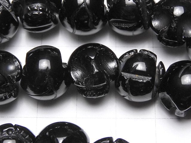 Onyx skull 8 mm, 10 mm, 12 mm, 14 mm, 16 mm half or 1 strand