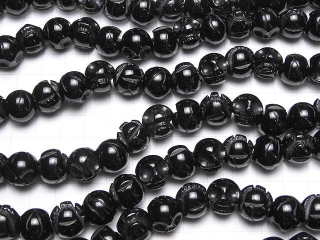 Onyx skull 8 mm, 10 mm, 12 mm, 14 mm, 16 mm half or 1 strand