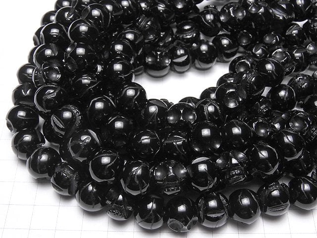 Onyx skull 8 mm, 10 mm, 12 mm, 14 mm, 16 mm half or 1 strand