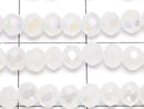 Glass Beads  Faceted Button Rondelle 3 x 3 x 2 mm White NO.2 AB 1 strand beads (aprx.15 inch / 36 cm)