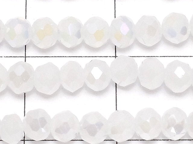 Glass Beads  Faceted Button Roundel 3 x 3 x 2 mm White NO.2 AB 1 strand beads (aprx.15 inch / 36 cm)