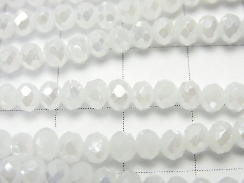 1strand $1.79! Glass Beads  Faceted Button Rondelle 4 x 4 x 3 mm White NO.2 AB 1 strand beads (aprx.17 inch / 43cm)