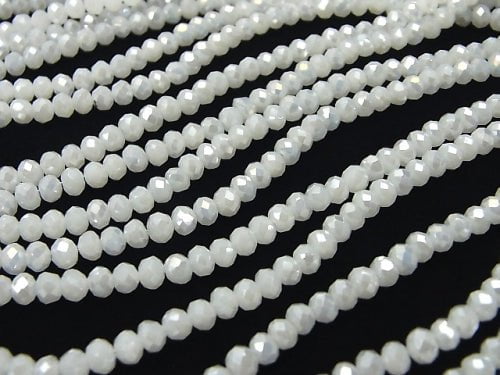 1strand $1.79! Glass Beads  Faceted Button Roundel 4 x 4 x 3 mm White NO.2 AB 1 strand beads (aprx.17 inch / 43cm)