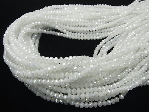 1strand $1.79! Glass Beads  Faceted Button Roundel 4 x 4 x 3 mm White NO.2 AB 1 strand beads (aprx.17 inch / 43cm)