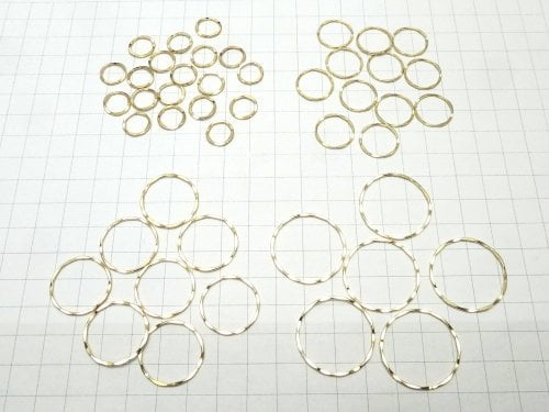 14KGF Component Ring (Round) 11,15,21,26mm Hammer pattern 1pc