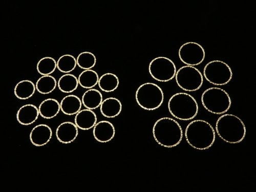 14KGF Component Ring (Round) 10,14,20,25mm Hammer pattern 2pcs