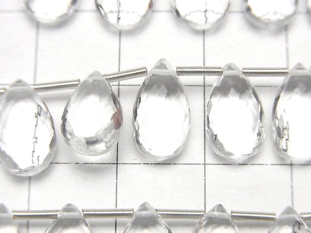 [Video] MicroCut High Quality Crystal AAA Pear shape Faceted Briolette 1strand (8pcs )