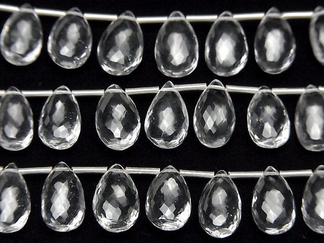 [Video] MicroCut High Quality Crystal AAA Pear shape Faceted Briolette 1strand (8pcs )