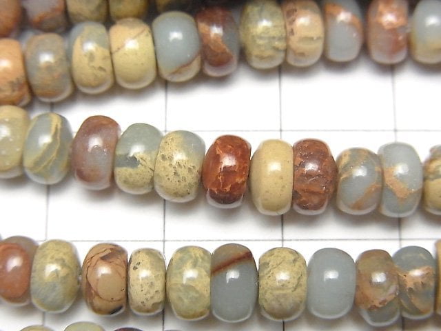 Impression Jasper  Roundel 6x6x3mm half or 1strand beads (aprx.15inch/38cm)