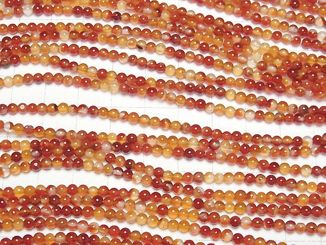 Mixed Carnelian Round 3mm 1strand beads (aprx.15inch/36cm)