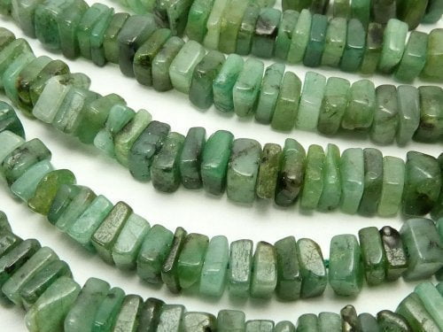 Emerald, Rectangle, Roundel Gemstone Beads