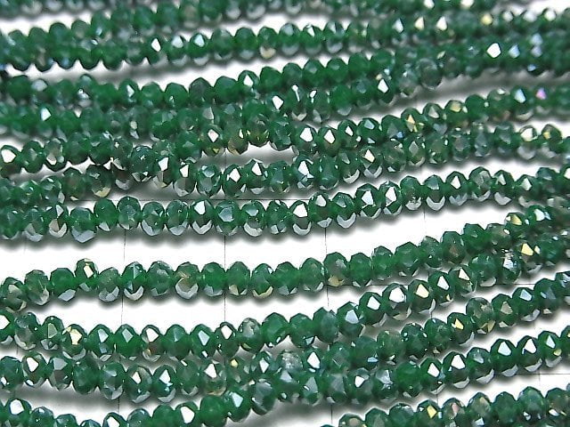 1strand $1.79! Glass Beads  Faceted Button Roundel 3 x 3 x 2 mm Green AB 1 strand beads (aprx.15 inch / 36 cm)