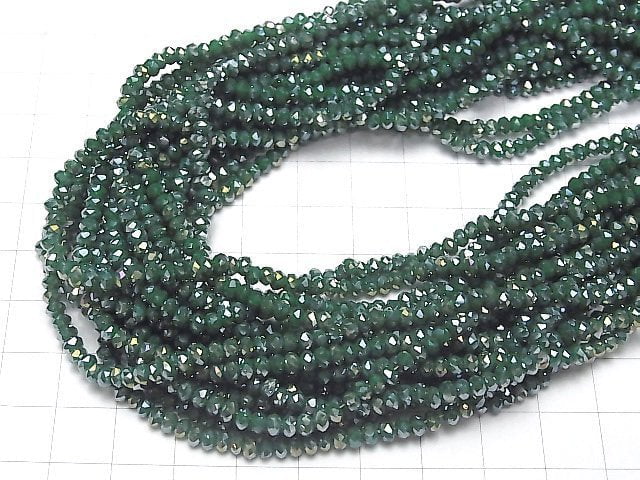 1strand $1.79! Glass Beads  Faceted Button Roundel 3 x 3 x 2 mm Green AB 1 strand beads (aprx.15 inch / 36 cm)