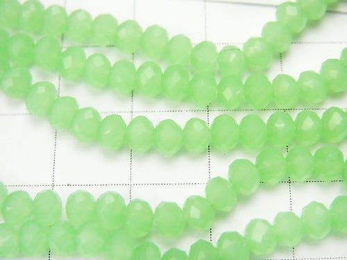 1strand $1.79! Glass Beads  Faceted Button Roundel 4 x 4 x 3 mm Pastel Green 1strand beads (aprx.18 inch / 44 cm)