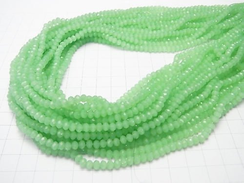 1strand $1.79! Glass Beads  Faceted Button Roundel 4 x 4 x 3 mm Pastel Green 1strand beads (aprx.18 inch / 44 cm)