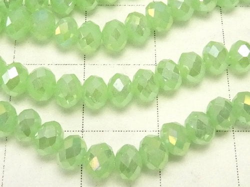 1strand $1.79! Glass Beads  Faceted Button Roundel 4 x 4 x 3 mm pastel green AB 1 strand beads (aprx.19 inch / 46 cm)