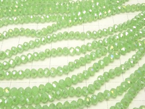 1strand $1.79! Glass Beads  Faceted Button Roundel 4 x 4 x 3 mm pastel green AB 1 strand beads (aprx.19 inch / 46 cm)