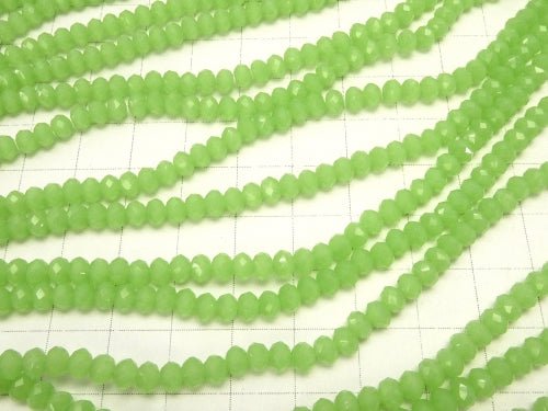 1strand $1.79! Glass Beads  Faceted Button Roundel 4 x 4 x 3 mm pastel green NO.2 1 strand beads (aprx.18 inch / 45 cm)