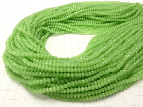 1strand $1.79! Glass Beads  Faceted Button Roundel 4 x 4 x 3 mm pastel green NO.2 1 strand beads (aprx.18 inch / 45 cm)