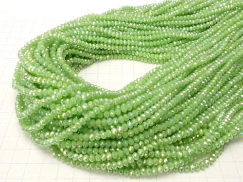 1strand $1.79! Glass Beads  Faceted Button Roundel 4 x 4 x 3 mm pastel green NO.2 AB 1 strand beads (aprx.18 inch / 45 cm)