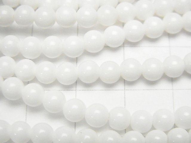 White Shell Round 4mm 1strand beads (aprx.15inch/37cm)