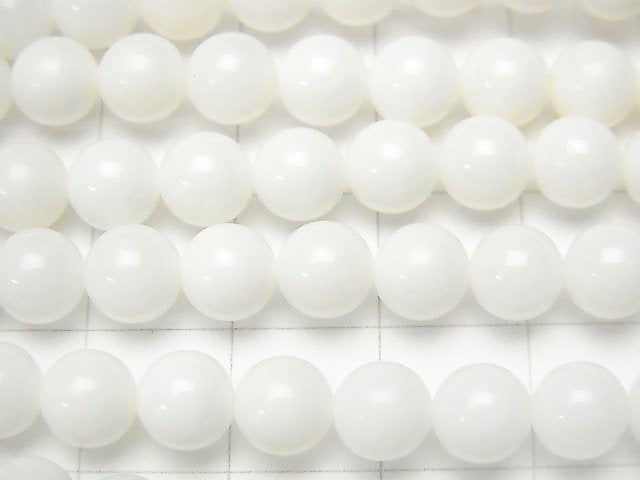 White Shell Round 6mm 1strand beads (aprx.15inch / 38cm)