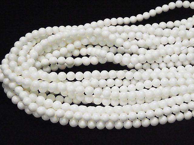 White Shell Round 7mm 1strand beads (aprx.15inch / 38cm)