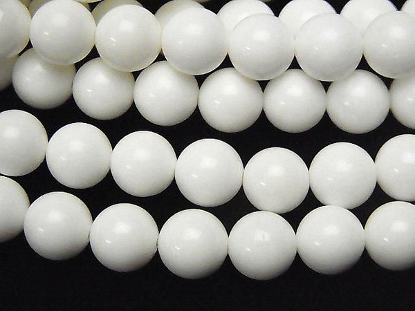 White Shell Round 8mm 1-strand beads (approx. 15 inches/38 cm)