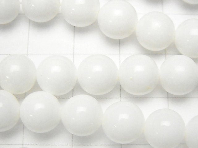 White Shell Round 8mm 1-strand beads (approx. 15 inches/38 cm)