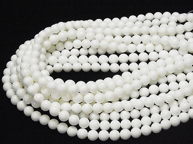 White Shell Round 8mm 1strand beads (aprx.15inch/38cm)