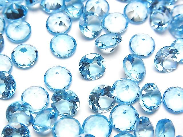 [Video] High Quality Swiss Blue Topaz AAA Loose Stone Round Faceted 6x6m 2pcs