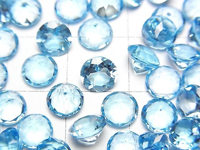 [Video] High Quality Swiss Blue Topaz AAA Loose Stone Round Faceted 6x6m 2pcs
