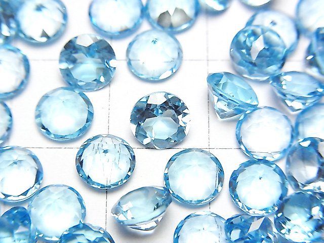 [Video]High Quality Swiss Blue Topaz AAA Loose stone Round Faceted 6x6m 2pcs